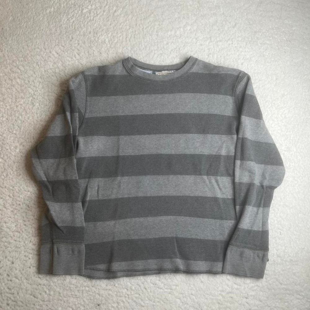 Y2K gap men's grey striped long‎ sleeve thermal shirt slate layer xxl